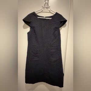 Dex Navy Dress with White Polka Dots
